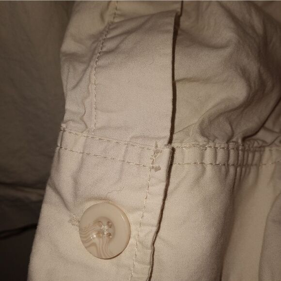 H & M Relaxed Fit Long Sleeve Pockets Lightweight Cotton Shirt/Jacket Ivory SZ L - Picture 4 of 7